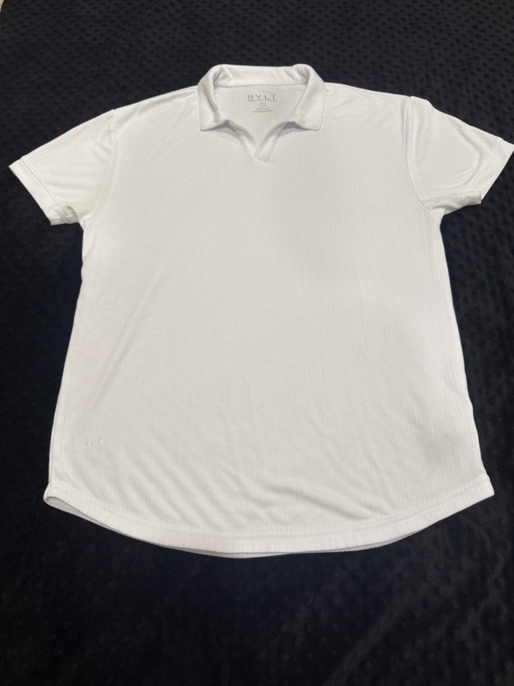 White ribbed BYLT premium Basic Short-Sleeve Polo